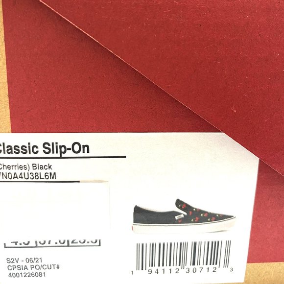 Vans Classic Men's Slip On Shoes Cherries Canvas Black Low Sneakers VN0A4U38L6M - Picture 9 of 10